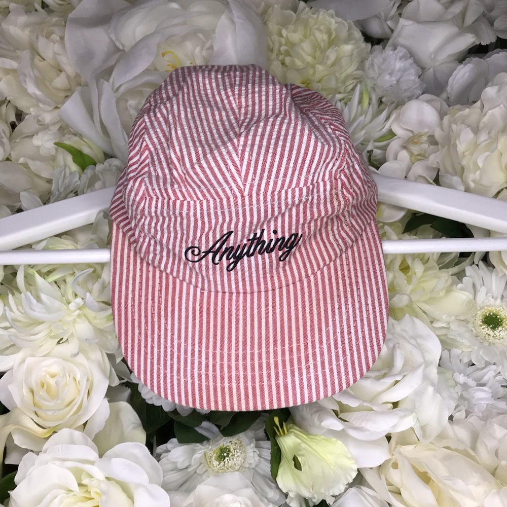 Anything Cursive Red & White Striped Hat